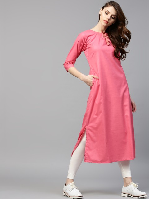

GERUA Women Pink Solid A-Line Kurta