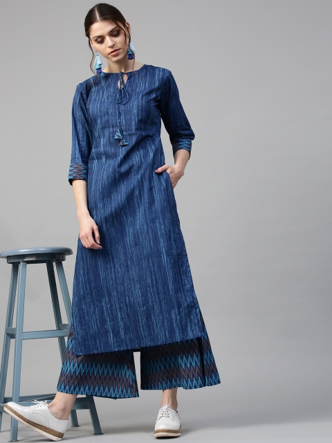 

GERUA Women Blue Printed Kurta with Palazzos