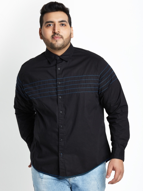 

ALTOMODA by Pantaloons Plus Size Men Black Regular Fit Solid Casual Shirt
