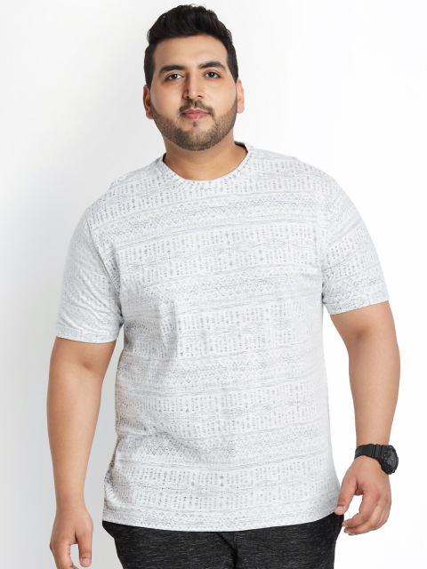 

ALTOMODA by Pantaloons Plus Size Men White Printed Round Neck T-shirt