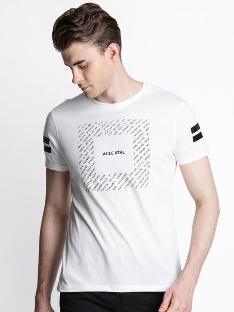 

Ajile by Pantaloons Men White Printed Round Neck T-shirt