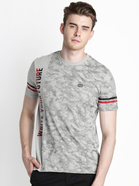 

Ajile by Pantaloons Men Grey Melange Printed Round Neck T-shirt