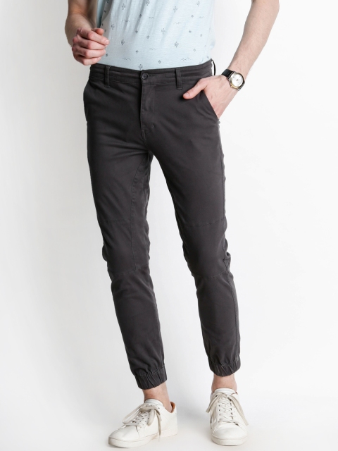 

SF JEANS by Pantaloons Men Grey Regular Fit Solid Joggers