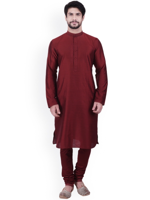 

Manyavar Men Maroon Solid Kurta with Churidar