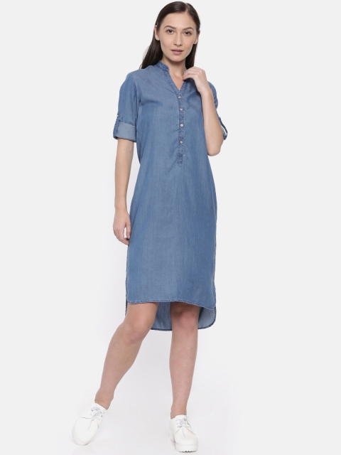 

Park Avenue Women Blue Solid Shirt Dress