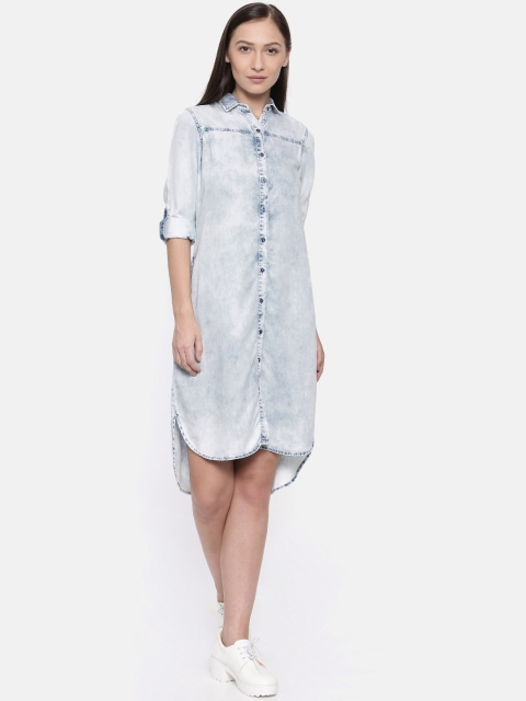

Park Avenue Women Blue Solid Shirt Dress