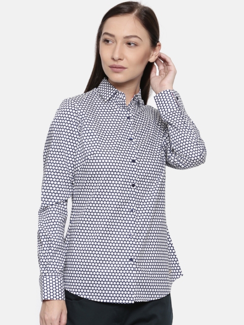 

Park Avenue Woman Women Blue & White Regular Fit Printed Semiformal Shirt