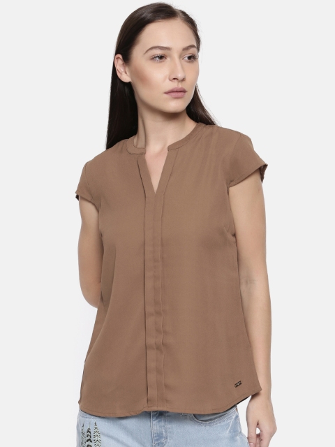 

Park Avenue Woman Brown Solid Shirt Style Top