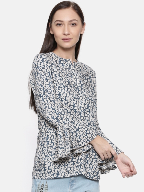 

Park Avenue Woman Women Blue Printed Shirt Style Top