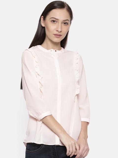

Park Avenue Woman Peach-Coloured Solid Top, White