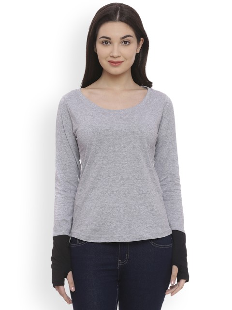 

The Dry State Women Grey Solid Round Neck T-shirt