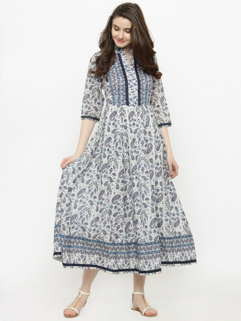 

Sera Women White Printed A-Line Dress