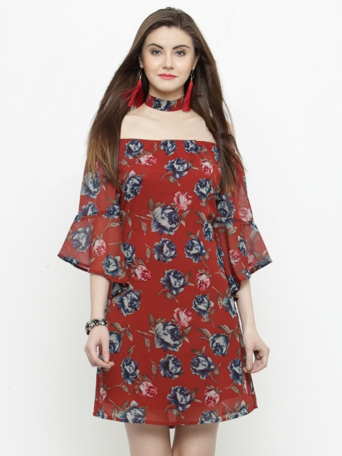 

Sera Women Red Printed A-Line Dress