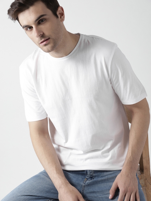 

Mast & Harbour Men White Solid Round Neck T-shirt