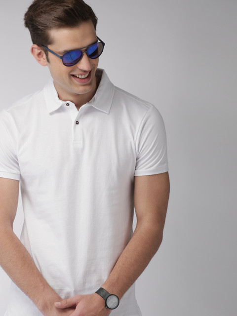 

Mast Harbour Men White Solid Polo Collar Pure Cotton T-shirt
