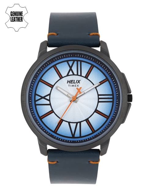 

Helix Men Silver-Toned & Blue Analogue Watch TW027HG20