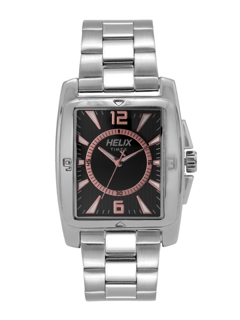 

Helix Men Black Dial & Silver-Toned Bracelet Style Straps Analogue Watch TW030HG04