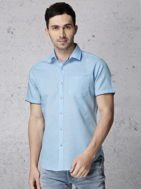 

Ecko Unltd Men Blue Slim Fit Solid Casual Shirt