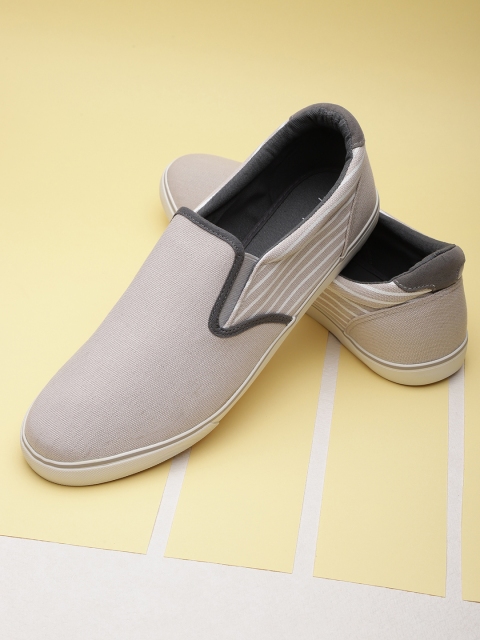 

Mast & Harbour Men Grey Striped Slip-On Sneakers