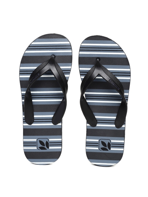 

Woodland Men Black & Blue Striped Thong Flip-Flops