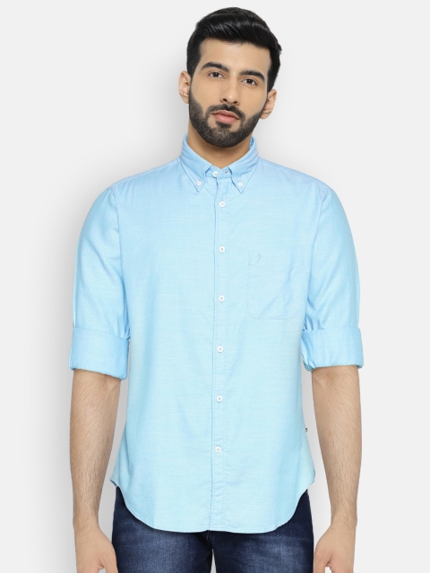 

Indian Terrain Men Blue Slim Fit Solid Casual Shirt