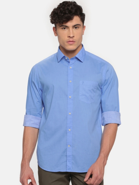 

Indian Terrain Men Blue Slim Fit Solid Casual Shirt