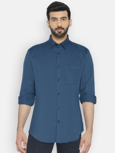 

Indian Terrain Men Blue Slim Fit Solid Casual Shirt