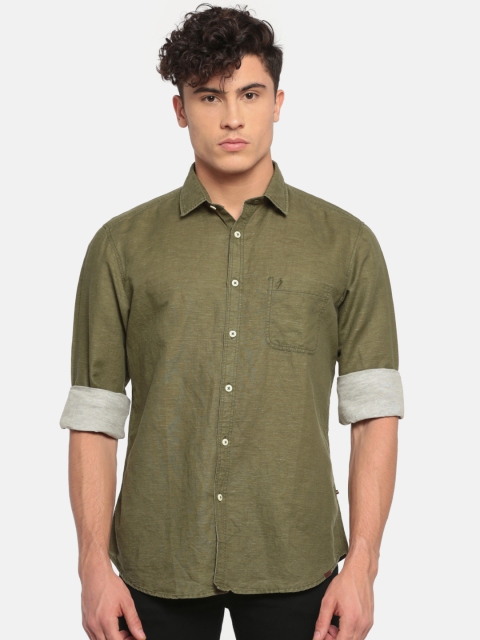 

Indian Terrain Men Olive Green Regular Fit Solid Casual Shirt