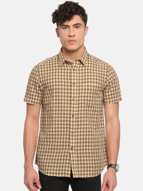 

Indian Terrain Men Khaki Slim Fit Checked Casual Shirt