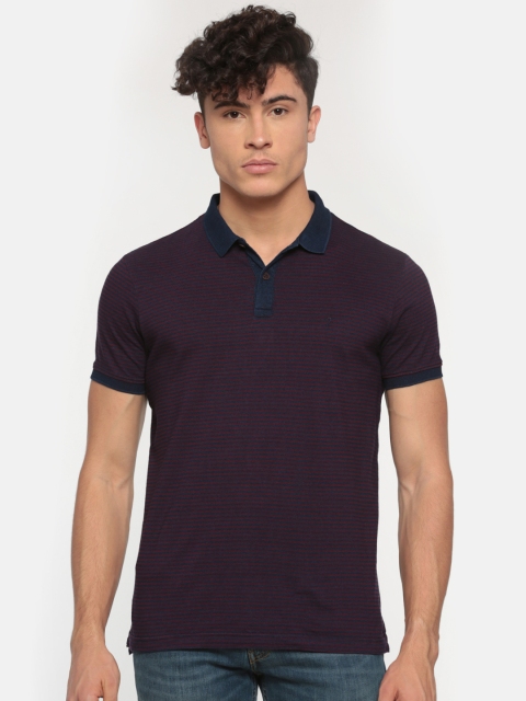 

Indian Terrain Men Blue & Red Striped Polo T-shirt