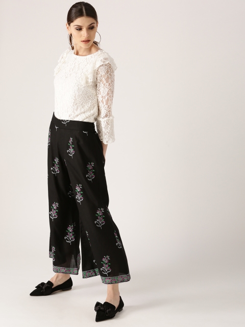 

Libas Women Black Flared Printed Palazzos