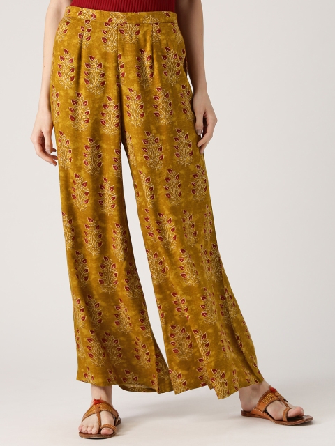 

Libas Women Mustard Brown Wide Leg Printed Palazzos