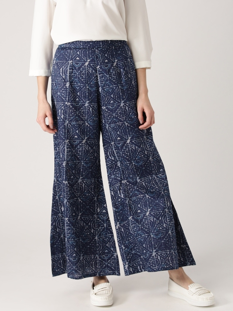 

Libas Women Blue Printed Flared Palazzos