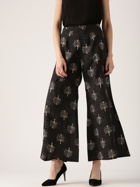 

Libas Women Black & Taupe Printed Flared Palazzos