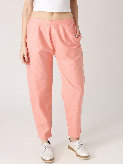 

Libas Women Peach-Coloured Relaxed Fit Solid Trousers