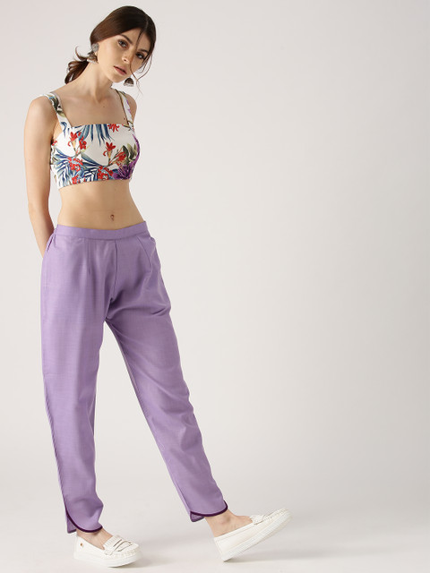 

Libas Women Purple Relaxed Fit Solid Trousers