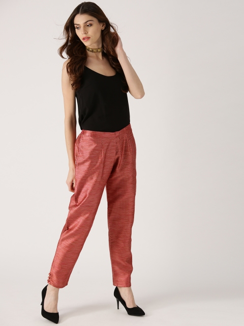

Libas Women Pink & Beige Relaxed Fit Printed Trousers
