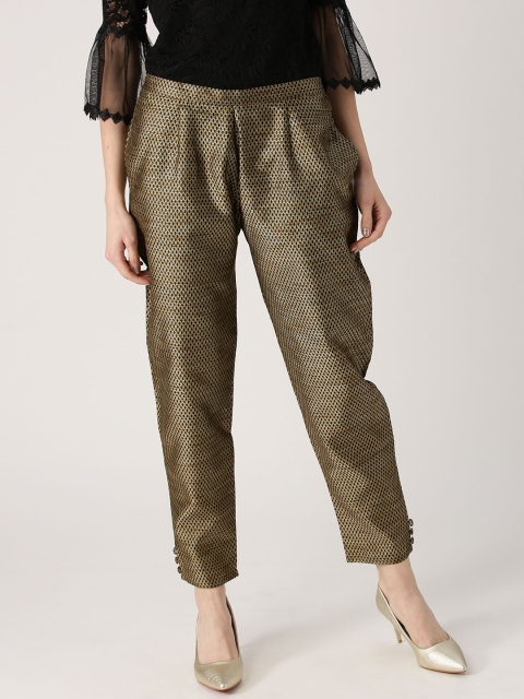 

Libas Women Beige & Black Relaxed Fit Printed Trousers