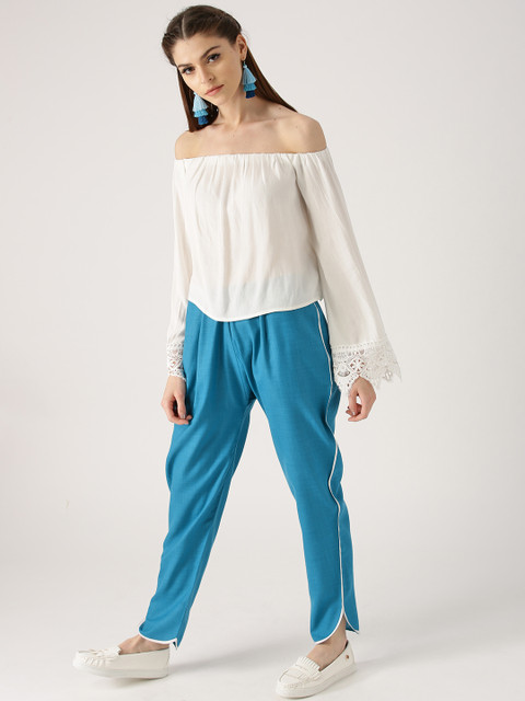 

Libas Women Blue Regular Fit Solid Trousers