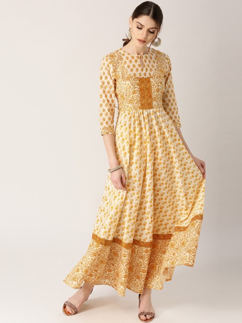 

Libas Women Yellow & White Printed Anarkali Kurta