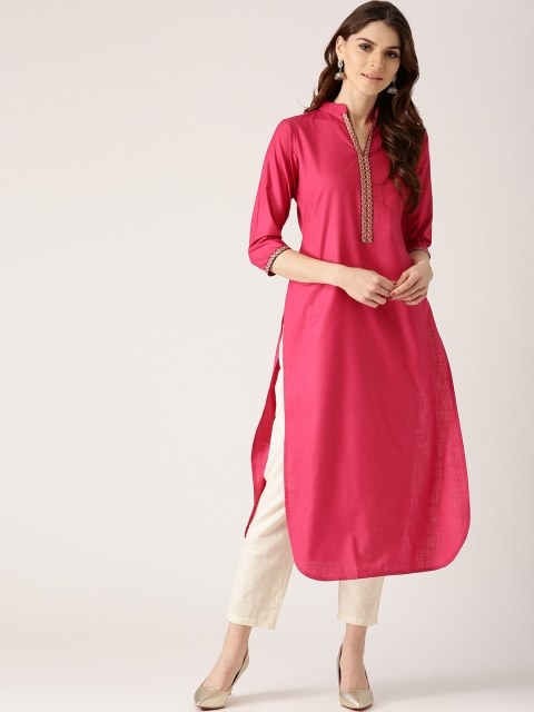 

Libas Women Pink Solid Pathani Kurta