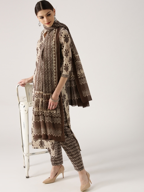 

Libas Women Beige & Taupe Printed Kurta with Trousers & Dupatta