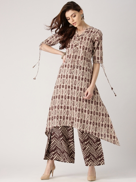 

Libas Women Beige & Brown Printed Kurta with Palazzos