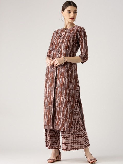 

Libas Women Brown & Light Pink Printed Kurta with Palazzos
