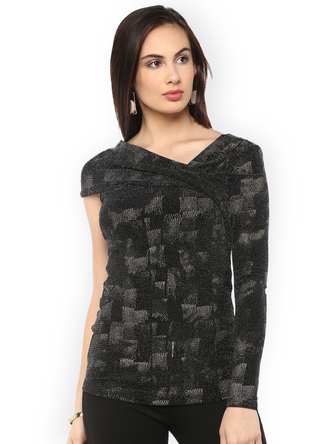 

Kazo Women Black Self Design Top