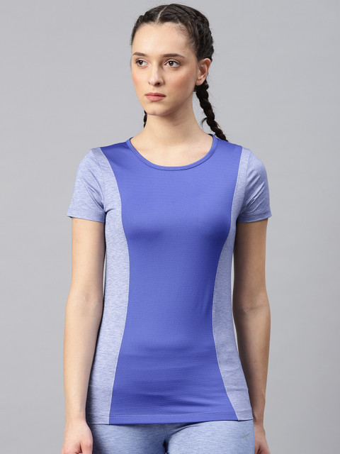 

HRX by Hrithik Roshan Women Blue Colourblocked Running T-shirt