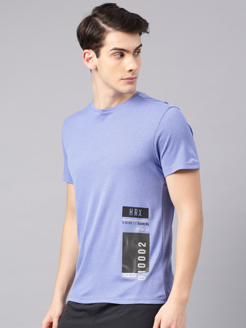 

HRX by Hrithik Roshan Men Blue Printed Round Neck T-shirt