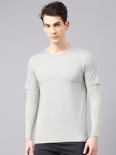 

HRX by Hrithik Roshan Men Grey Solid Round Neck T-shirt