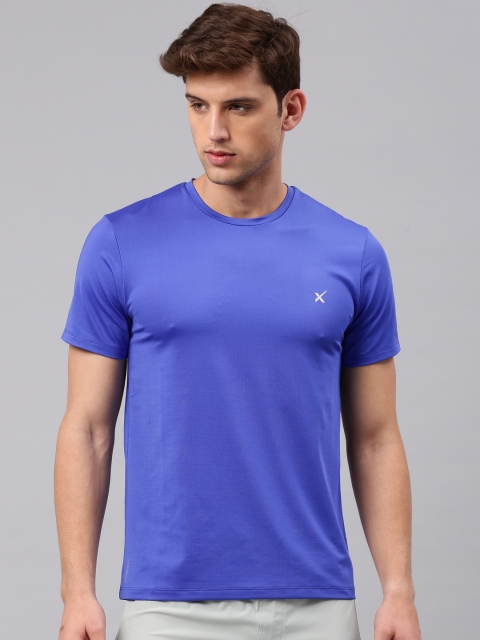 

HRX by Hrithik Roshan Men Blue Solid Round Neck T-shirt