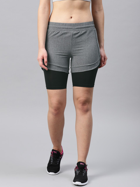

HRX by Hrithik Roshan Women Charcoal Solid Regular Fit Sports Shorts